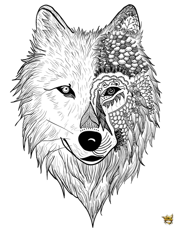 Coloriage : Monstre Loup Pour Adultes pour Dessin Taªte De Loup Facile