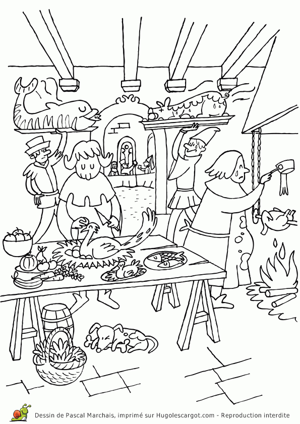 Coloriage Moyen Age Les Cuisines Sur Hugolescargot – Hugolescargot tout Dessins De Hugot