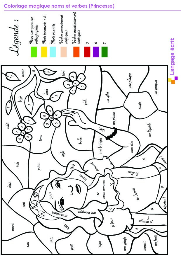 Coloriage Numerote Princesse serapportantà Coloriage Maternelle Pdf 7 Ans