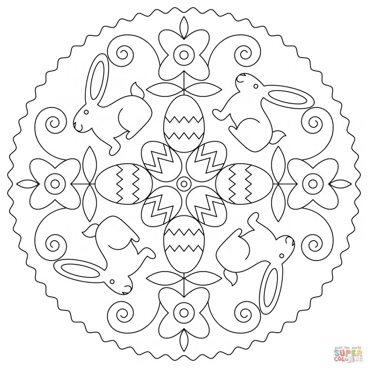 Coloriage Paques – Coloriage Paques Lapin Mandala concernant Coloriage Mandala Lapin
