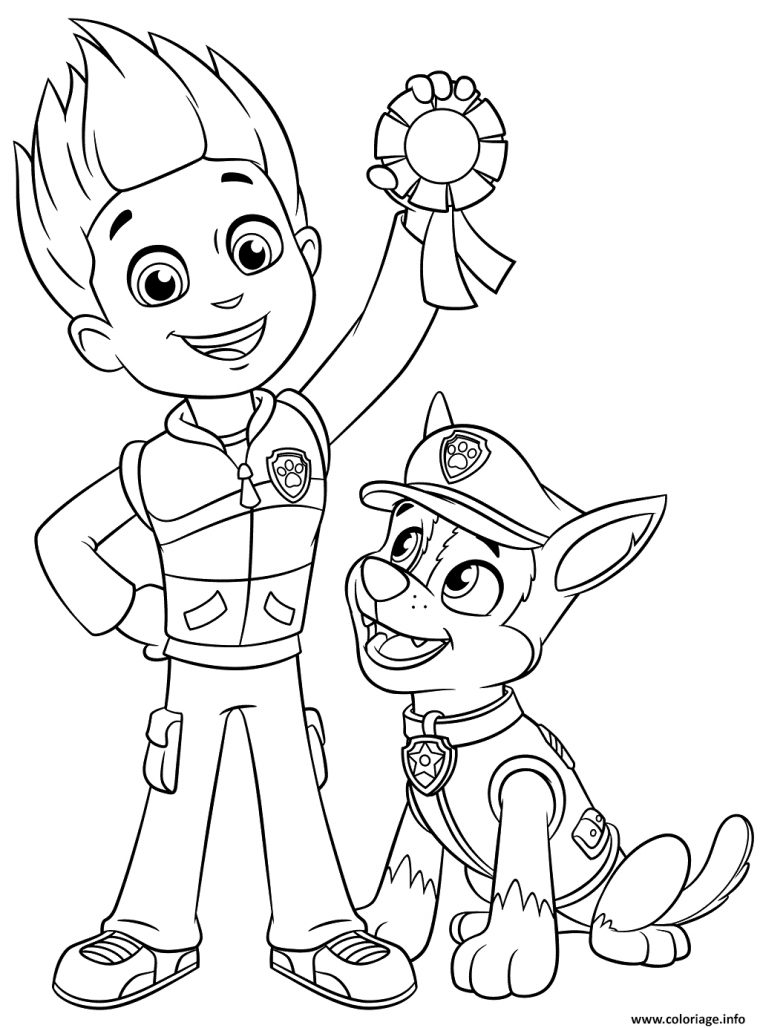 Coloriage Pat Patrouille Ryder Et Chase Medaille De La Premiere avec Paw Patrol Dessin A Imprimer