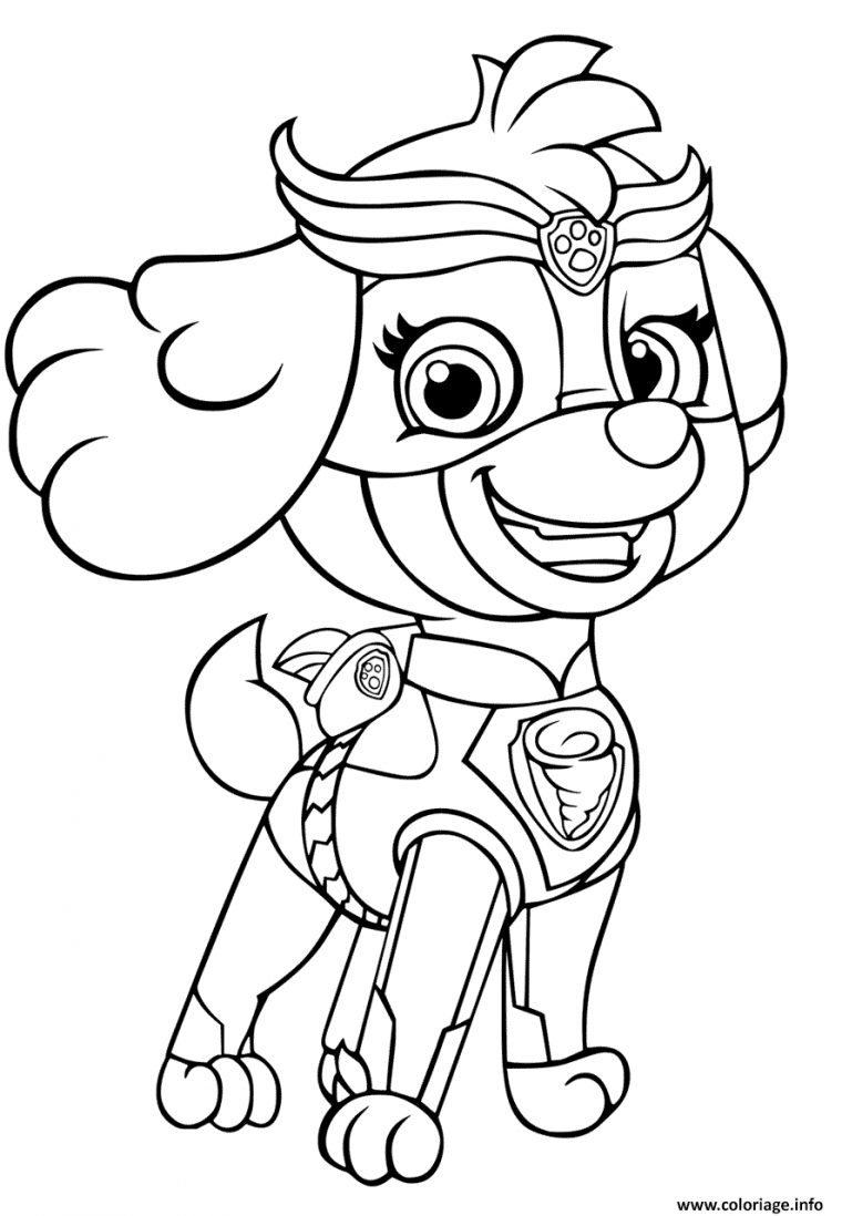 Coloriage Paw Patrol Mighty Pups Skye Pour Girls Dessin Paw Patrol À avec Coloriage Magique Pat Patrouille