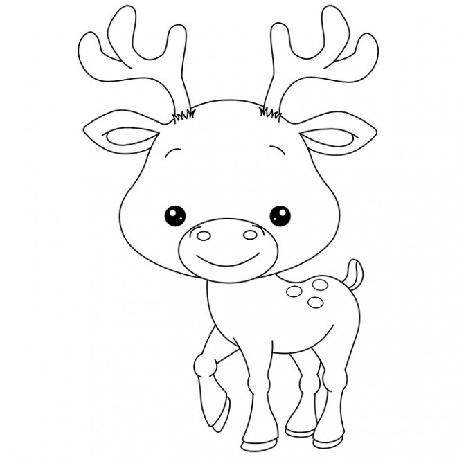 Coloriage Petit Caribou Souriant Dessin Gratuit À Imprimer avec Dessin A Colorier Facile Animaux