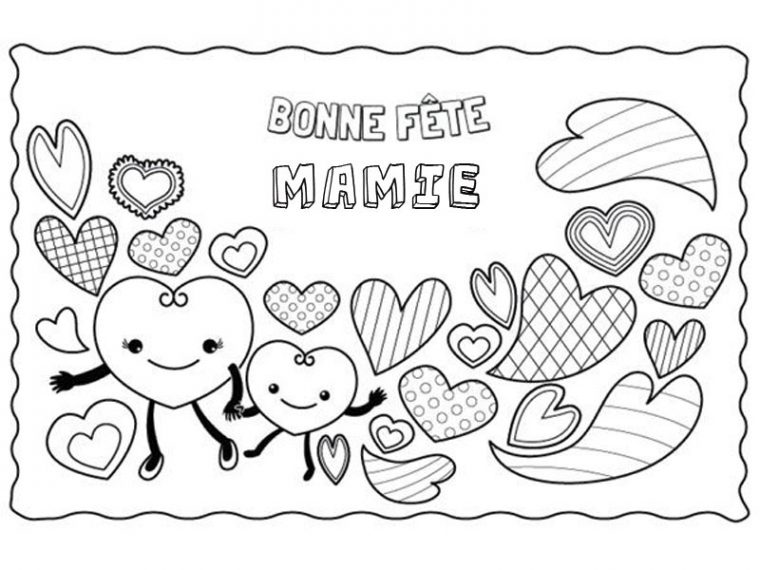 Coloriage Pour Mamie : La Ribambelle De Cœurs dedans Dacsin A Inprimac Anniversaire Mamie