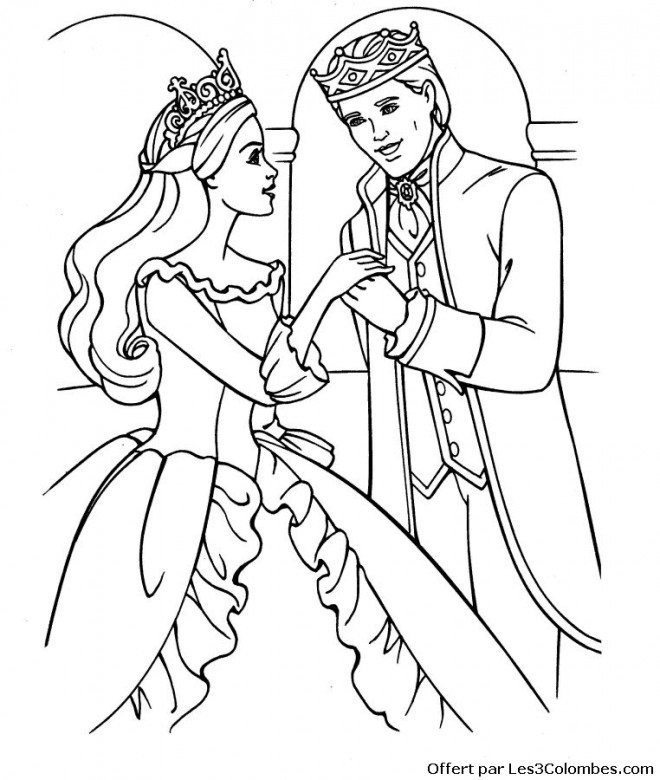 Coloriage Princesse Barbie Amoureuse Dessin Gratuit À Imprimer serapportantà Dessin A Colorier Facile Princesse