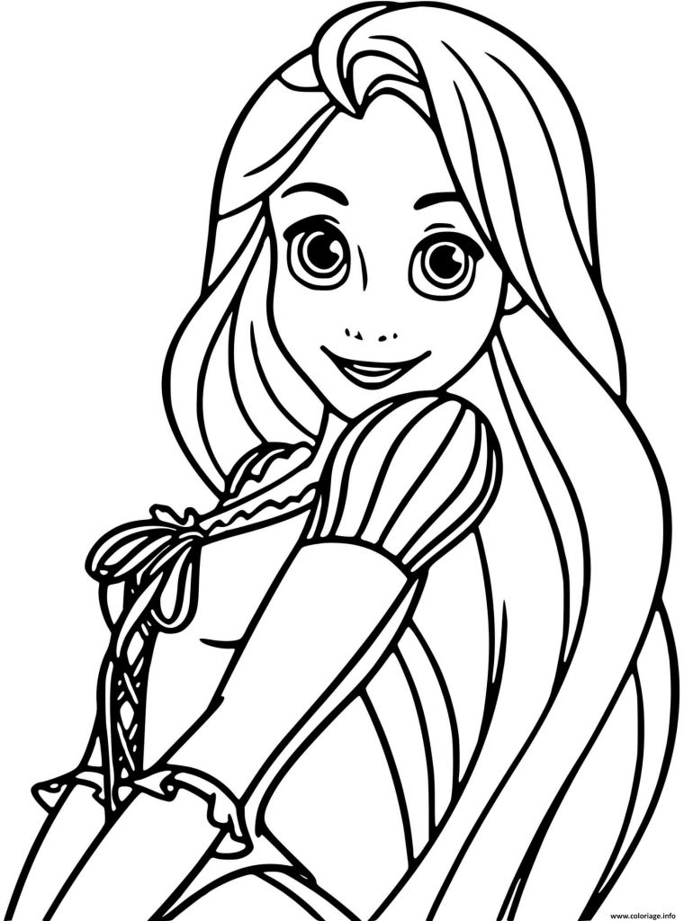 Coloriage Raiponce Dans Raiponce En 2010 Dessin Princesse Disney À Imprimer encequiconcerne Dessin A Colorier Facile Princesse