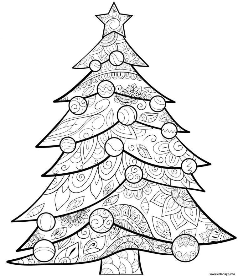 Coloriage Sapin De Noel Avec Des Boules De Noel Pour Adulte Zentangle avec Coloriage En Ligne Noel