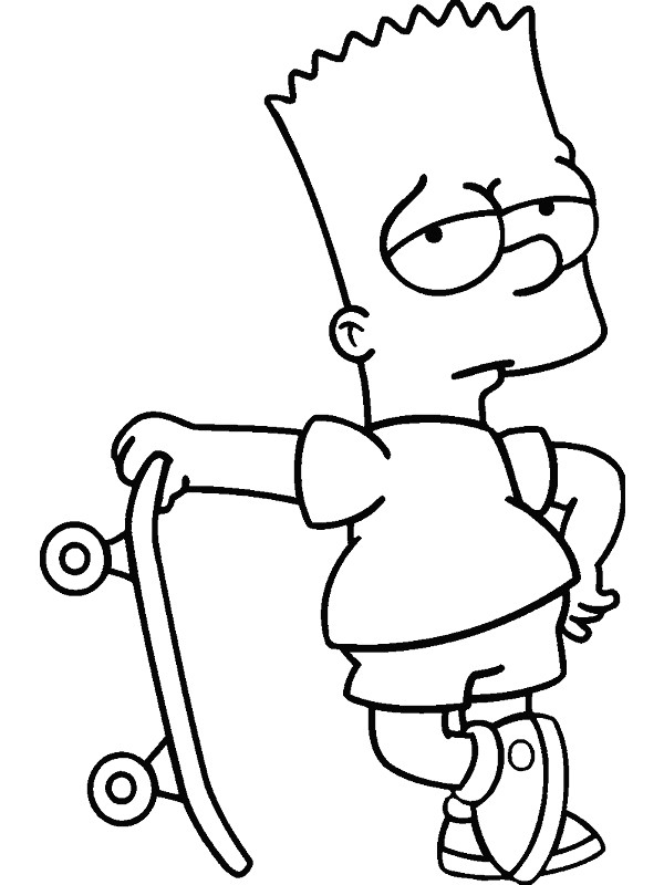 Coloriage Simpson Bart Avec Son Skate Dessin Gratuit À Imprimer pour Dessin A Colorier Et Imprimer Simpsons