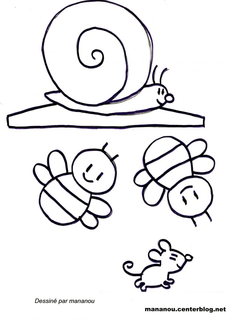 Coloriage Souris, Escargot pour Dessin A Colorier Facile Souris