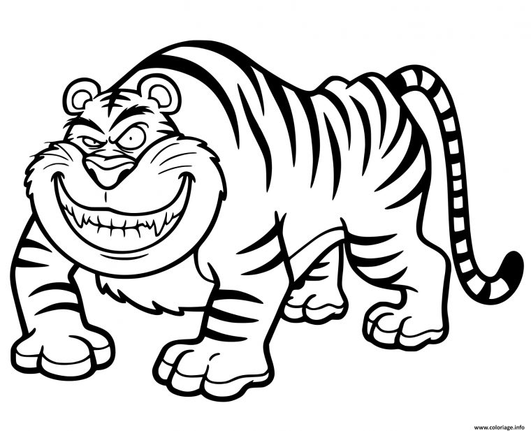 Coloriage Tigre Cartoon Amusant Dessin Tigre À Imprimer à Dessin A Colorier Tigre Gratuit A Imprimer