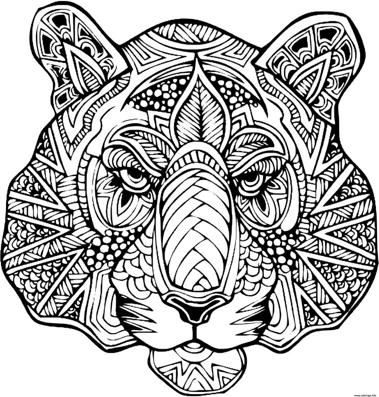 Coloriage Tigre Mandala Adulte Felin Dessin Tigre À Imprimer tout Coloriage Mandala Lapin