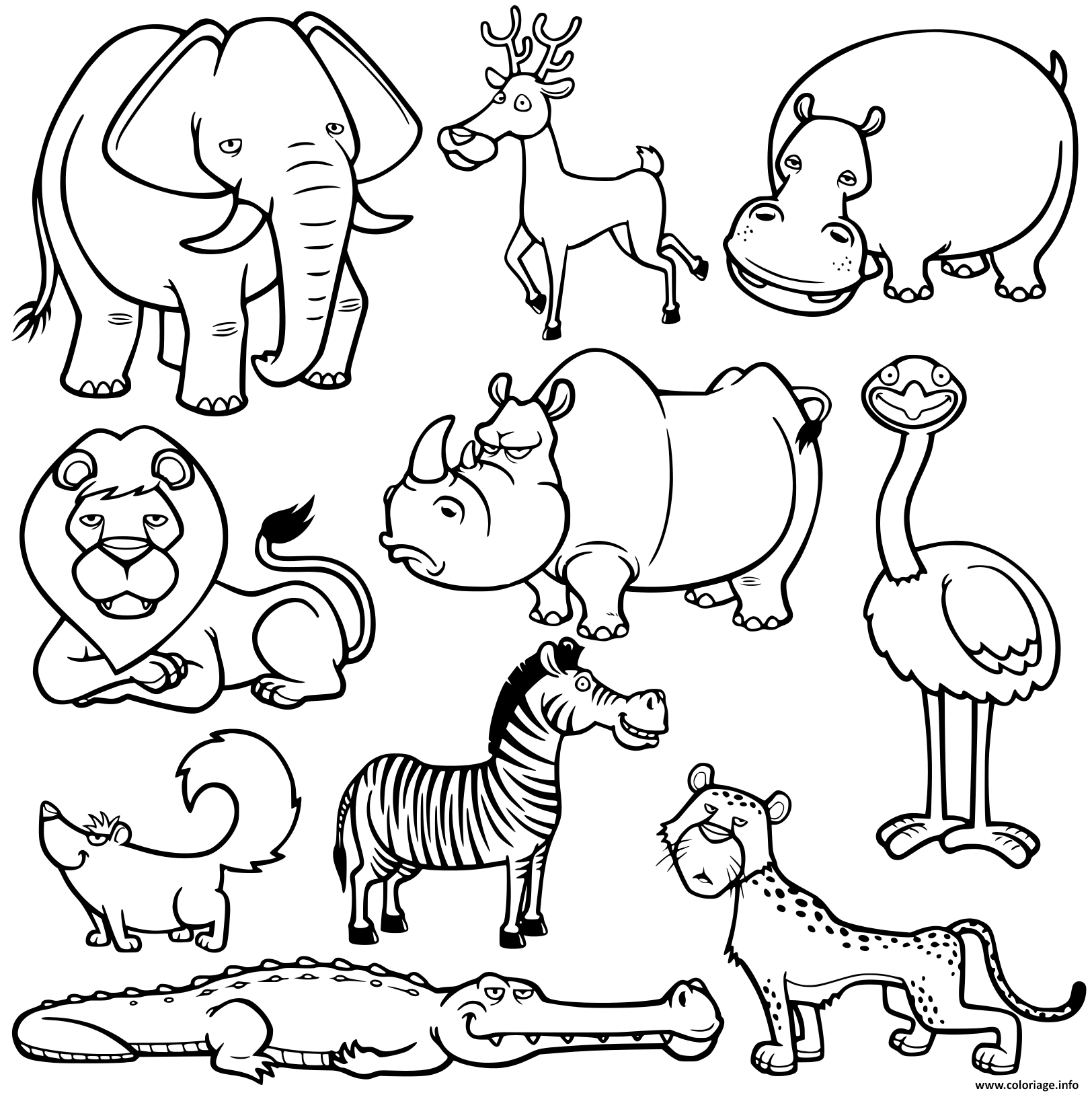 Coloriage Tous Les Animaux Sauvages En Une Image Dessin Animaux destiné Coloriage Animaux Foret Imprimer