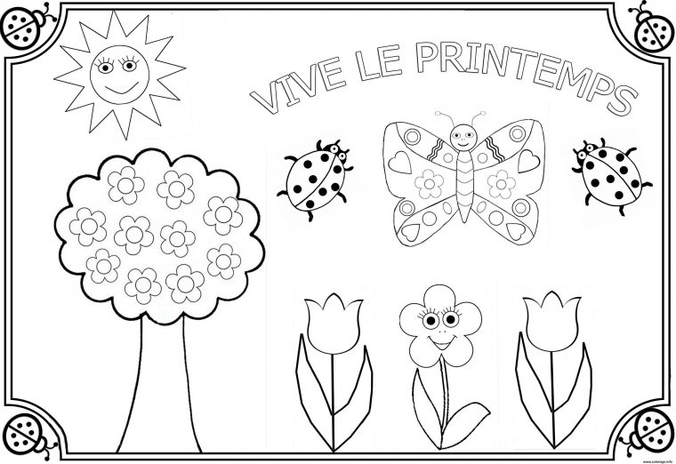 Coloriage Vive Le Printemps Maternelle Facile Dessin Printemps À Imprimer tout Activité De Coloriage En Ligne