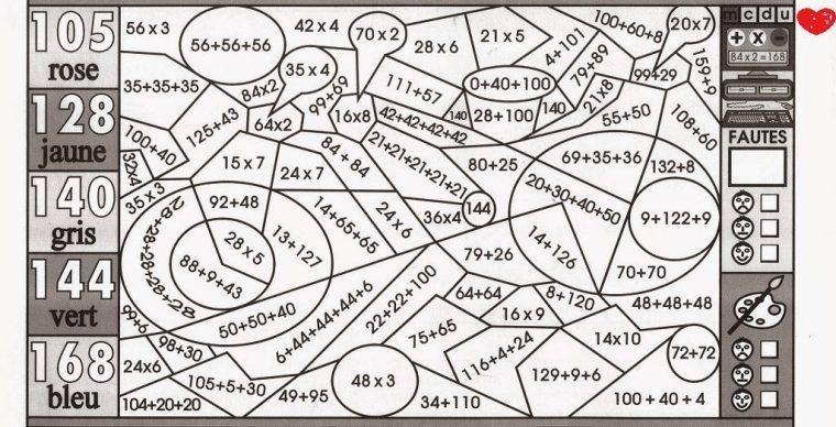 Coloriage204: Coloriage Magique Ce2 Calcul A Imprimer avec Coloriage Magique Ce2 Multiplication