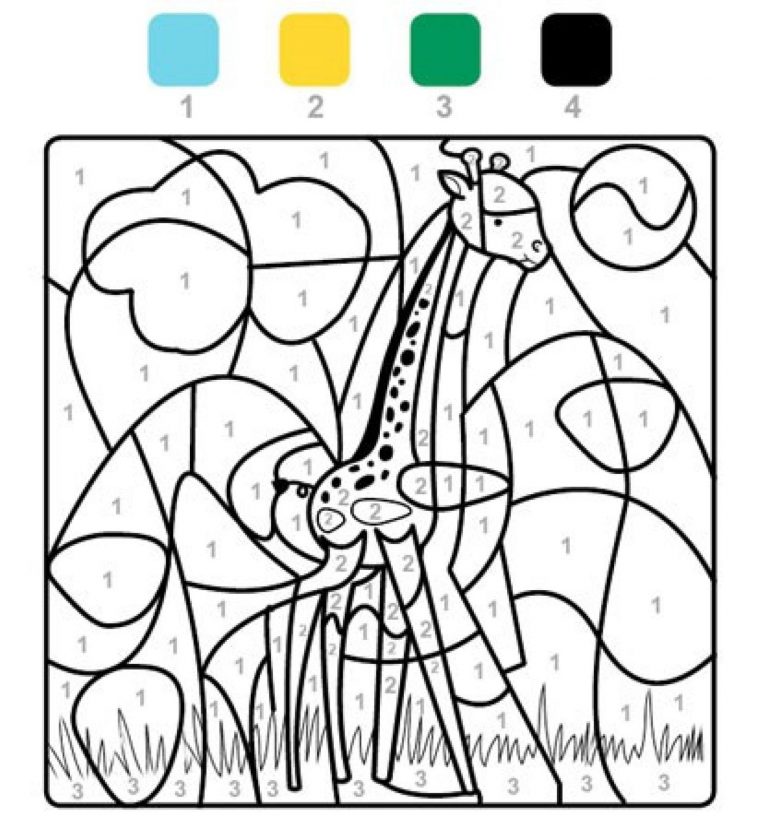 Coloriages Animaux Sauvages : Coloriage Magique De Girafe dedans Coloriage Animaux 6 Mois