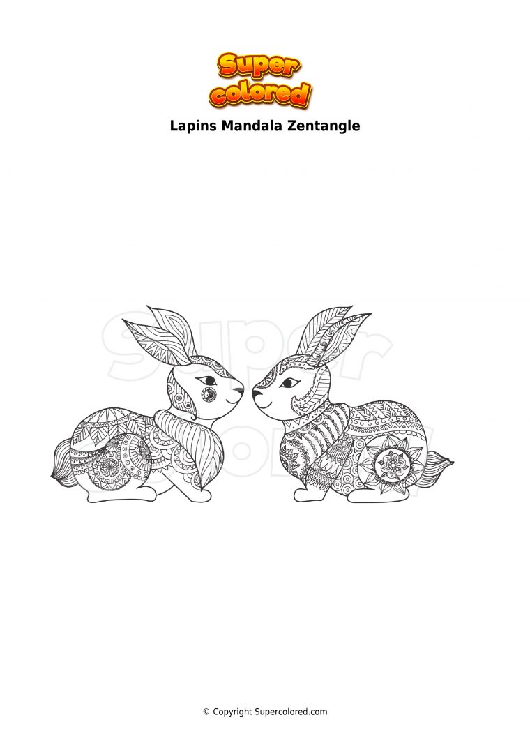 Coloriages – Lapins Mandala – Supercolored pour Coloriage Mandala Lapin
