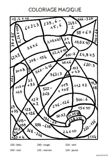 Coloriages Magiques De Calculs | Coloriage Magique, Coloriage Magique tout Coloriage Magique Division