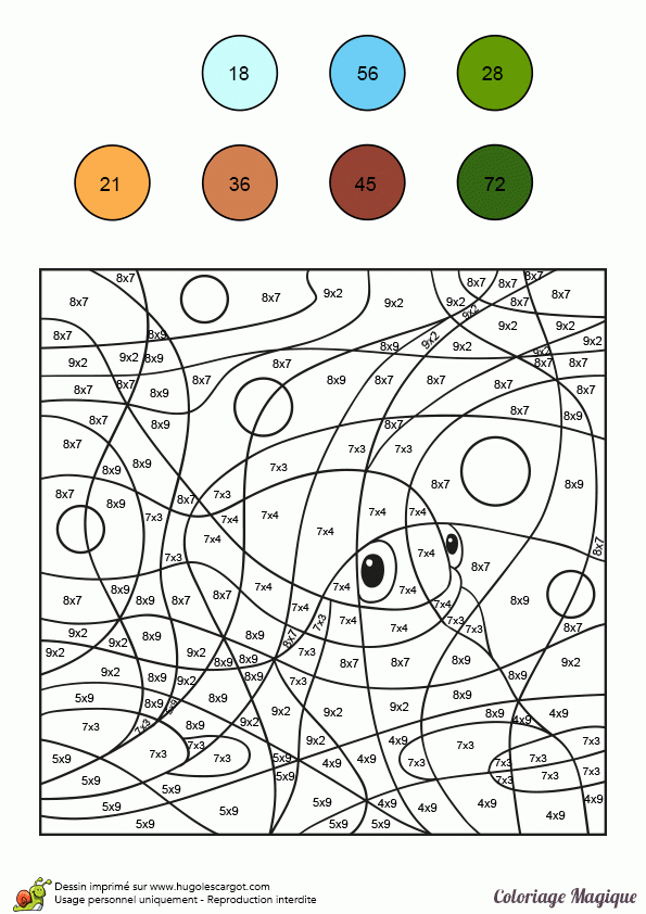 Dessin À Colorier Magique Multiplication, Un Petit Poisson destiné Coloriage Codé 7 Ans