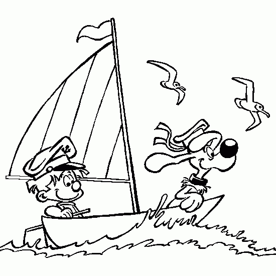 Dessin De Boule Et Bill Sur Un Bateau À La Plage – Coloriages D'Été Et tout Dessin A Colorier Facile Sur La Plage