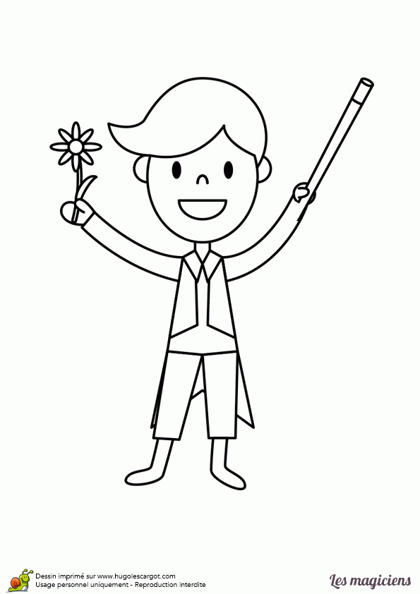 Dessin D'Un Petit Magicien Qui Fait Apparaitre Des Fleurs De Son pour Coloriage Experience Scientifique