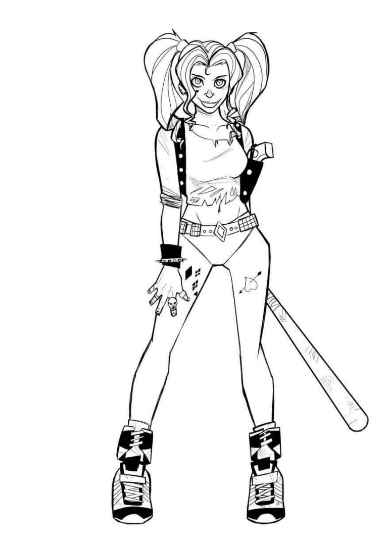 Dessin Harley Quinn Noir Et Blanc : Coloriage Harley Quinn Daddys Lil destiné Dessin A Colorier Facile Queen