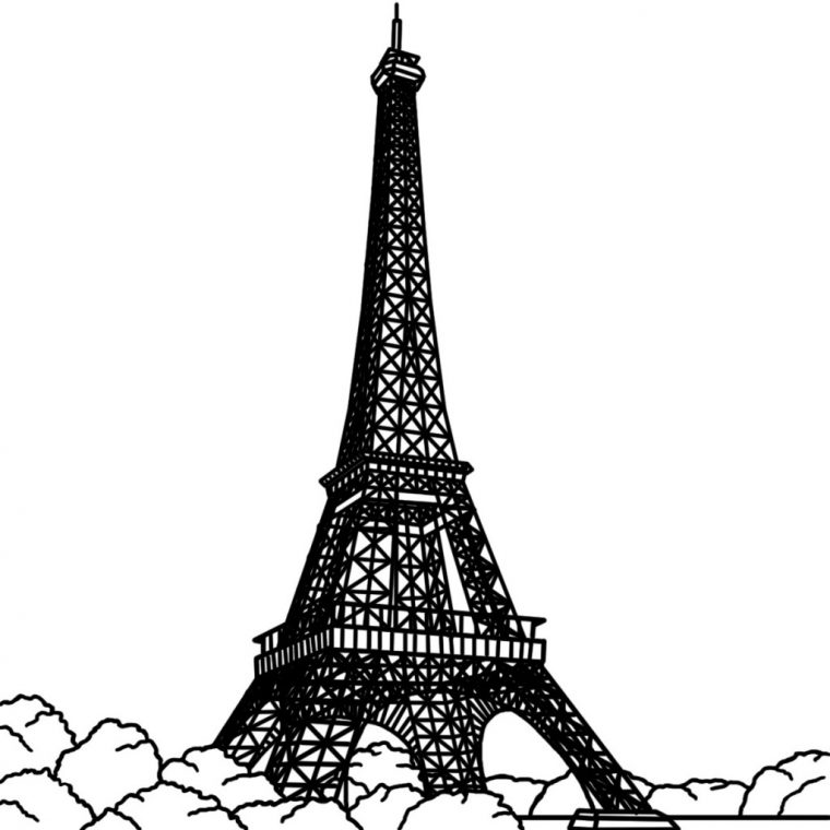 Dessins Et Coloriages: Page De Coloriage Grand Format À Imprimer à Dessin A Colorier Facile Tour Eiffel