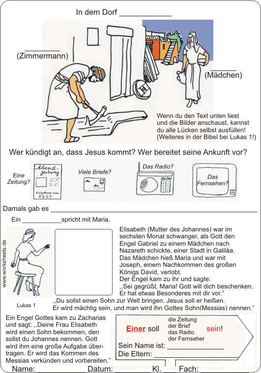 Engel Und Johannes – Wegbereiter Jesu intérieur Steckbrief Jesus