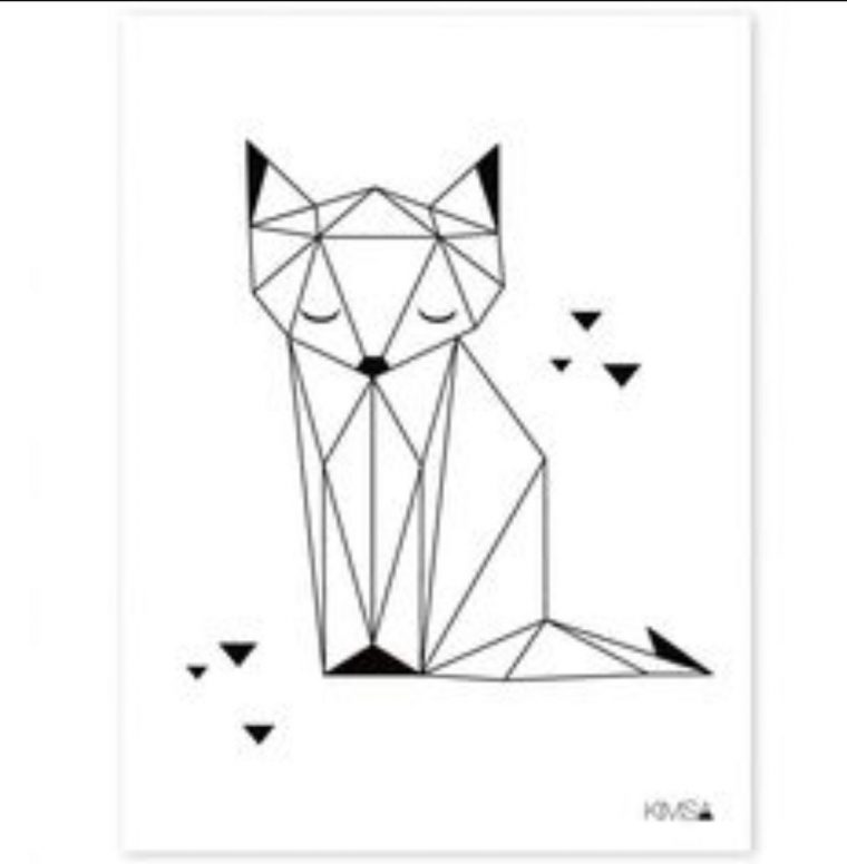 Épinglé Par Maely Sur #Geometric Animal | Origami Renard, Affiche destiné Coloriage Animaux Géométrique