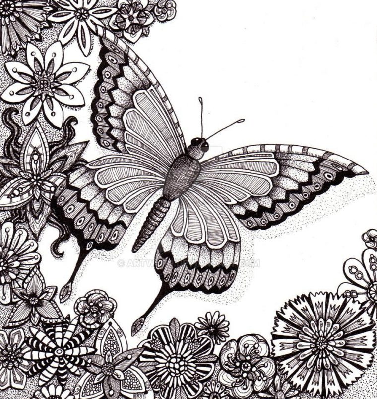 Flutter By Butterfly 25Aug12 By Artwyrd On Deviantart | Zentangle Art à Coloriage Mandala Libellule