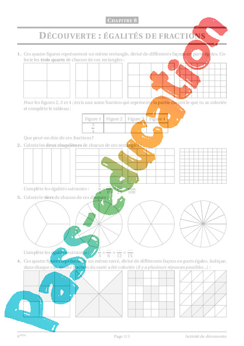 Fractions – 6Ème – Cours – Exercices – Collège – Mathématiques – Pass avec Coloriage Magique Fractions 6Ème