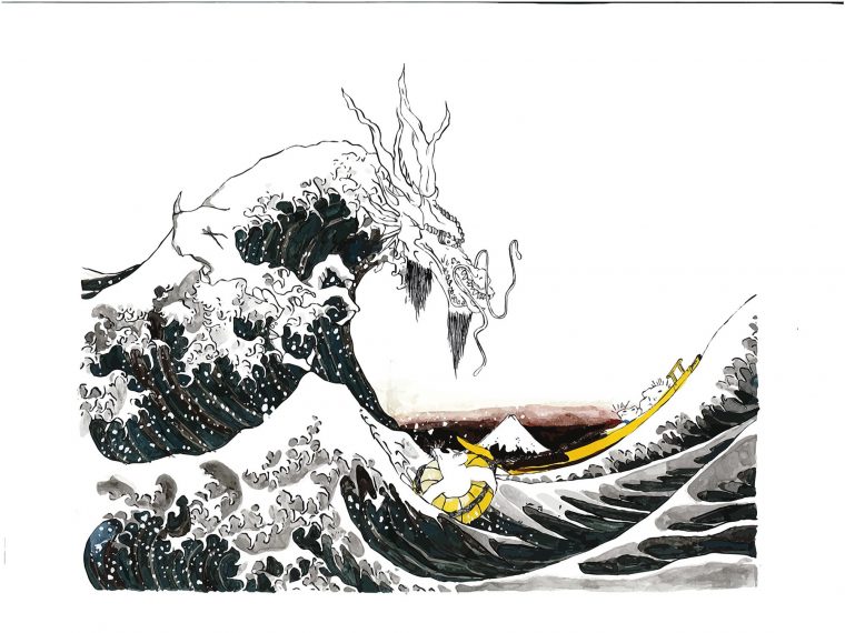 Interprétation Grande-Vague-De-Kanagawa_Sebastien.b | Vague De Kanagawa à Imprimer Dessin Vague