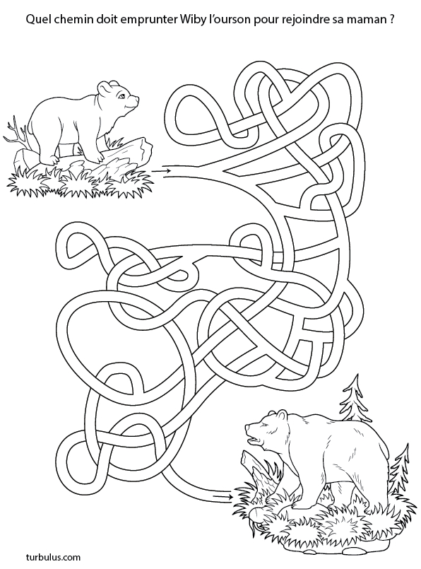 Jeu De Labyrinthe À Imprimer, Les Ours – Turbulus, Jeux Pour Enfants destiné Coloriage À Imprimer Animaux 4 Ans