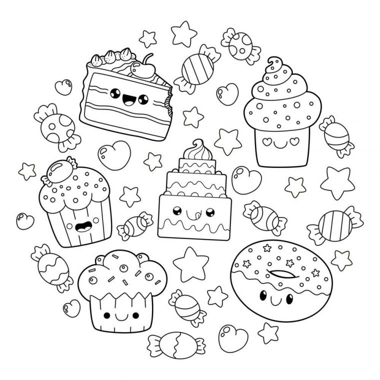 Kawaii | Coloriage Kawaii, Dessin Anniversaire, Coloriage Barbie destiné Coloriage Mandala Kawaii