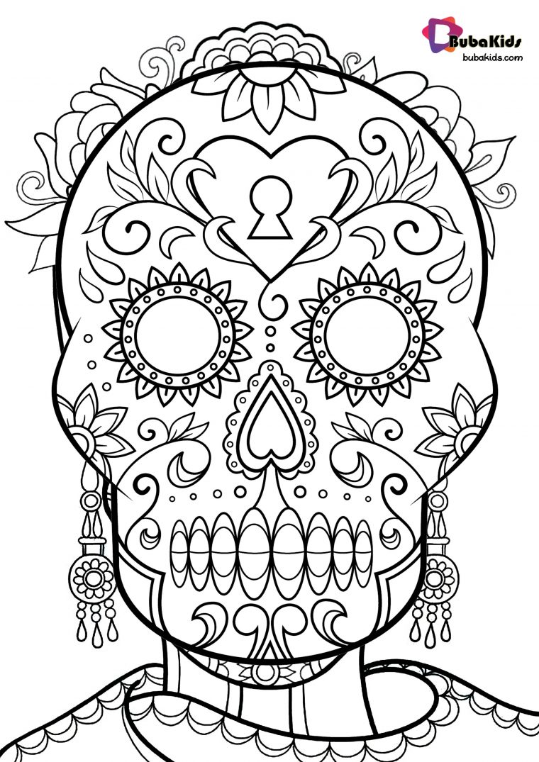 La Calavera Catrina Coloring Page – Bubakids avec Coloriage Mandala Hello Kitty