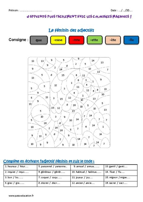 Le Pluriel Des Noms Et Des Adjectifs Exercices Pdf | Le Pluriel Des serapportantà Coloriage Magique 6Ème Pdf