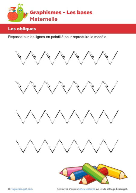 Les Bases Du Graphisme, Les Obliques Niveau 4 dedans Hugo L'Escargot Exercice