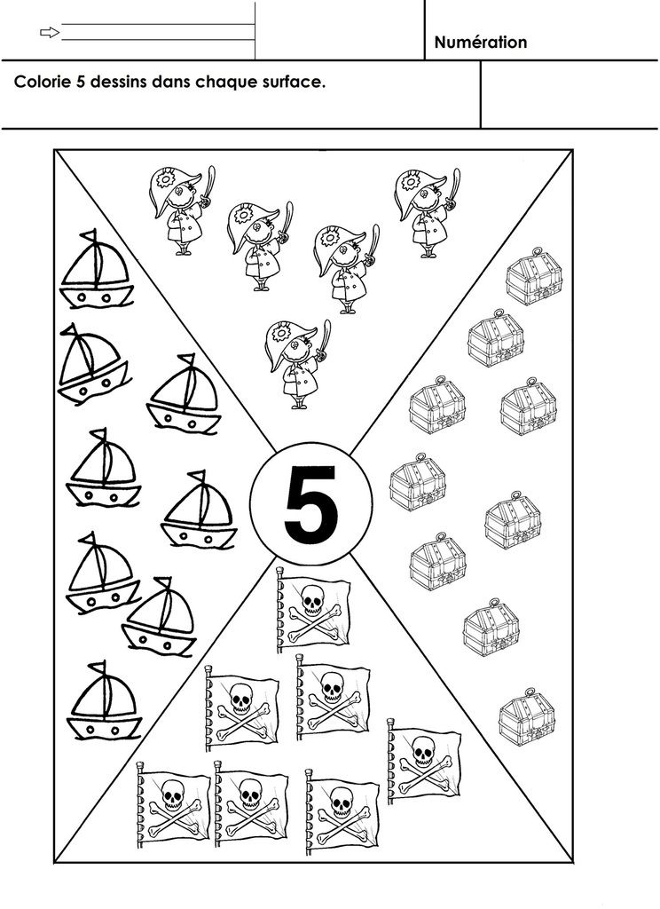 Les Pirates,Numération Moyenne Section – École Maternelle Gellow tout Coloriage Magique Quantités Maternelle