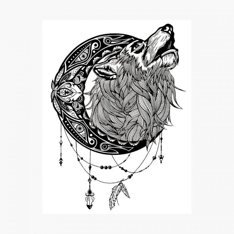 Mandala De Loup / Le Loup Et La Lune Mandala Loups Coloriages avec Loup Coloriage Mandala