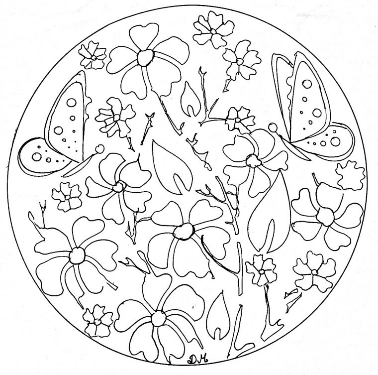 Mandala Facile Fleurs Papillons – Coloriage Mandalas – Coloriages Pour dedans Coloriage Mandala Animaux Facile