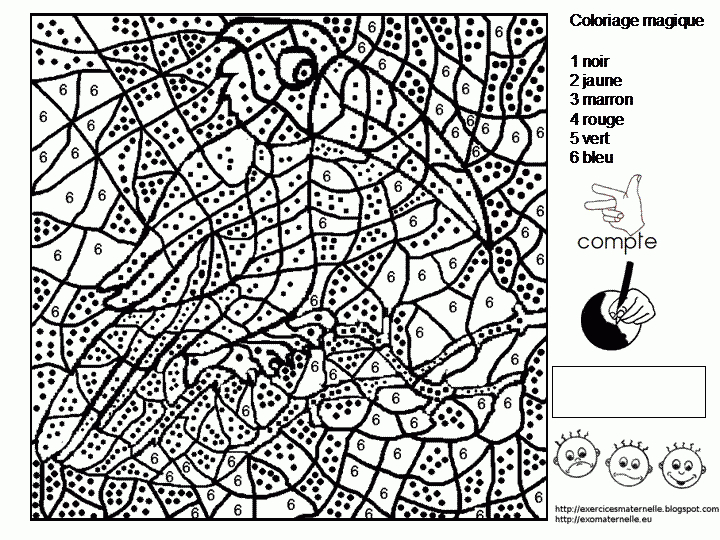 Maternelle: Coloriage Magique : Un Oiseau Sur La Branche dedans Coloriage Magique Printemps