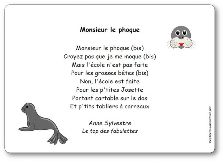 Monsieur Le Phoque D'Anne Sylvestre – Paroles Illustrées De La Comptine à Fleenso /Chansons Sur L&#039;Hiver