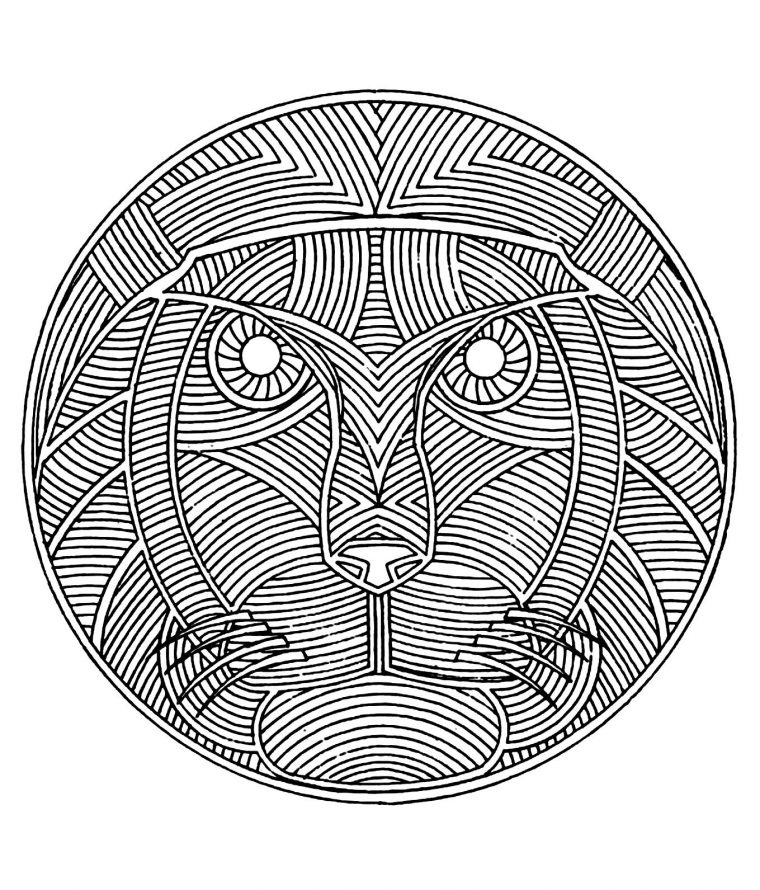 Page De Mandalas Gratuits «Mandala-A-Colorier-Animaux-Gratuit-Lion concernant Lion Coloriage Mandala