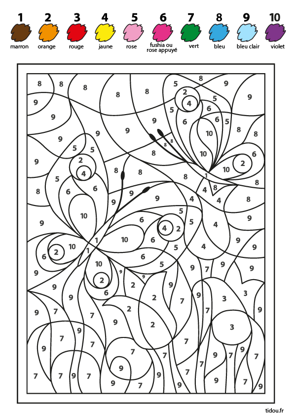 Papillons Et Fleurs – Tidou.fr avec Coloriage Magique Ms 1 À 4