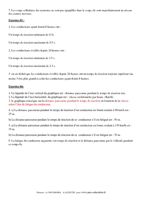 Perturbations De La Communication Nerveuse – 4Ème – Exercices Corrigés intérieur Fiche Sciences Remacdiatiion Pdf