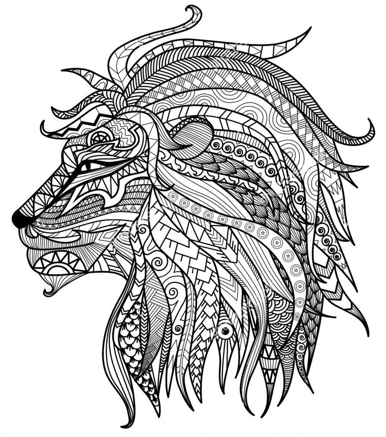 Pin On Adult Coloring Pages And Zentangled Art For Grown Ups intérieur Lion Coloriage Mandala