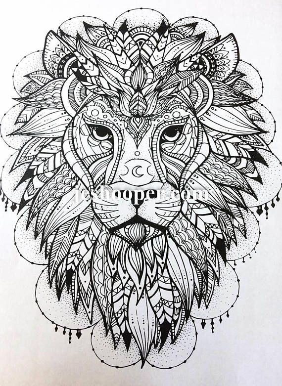 Pin On Animals – Patterned/Tangled pour Lion Coloriage Mandala