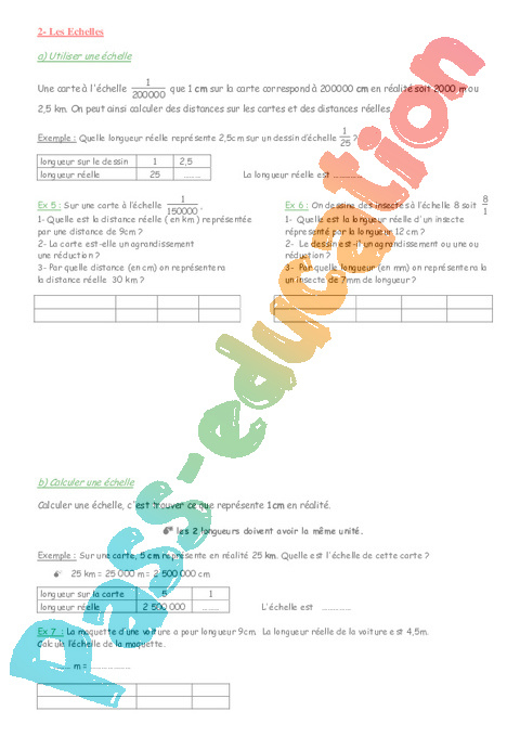 Pourcentage – Echelle – Organisation Et Gestion Des Données – Exercices intérieur Fiche Pacdagogique 1Ere Annee Secondaire Math