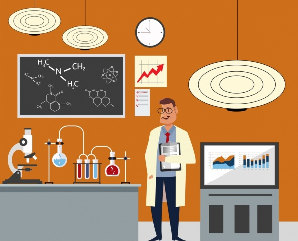 Science Fond Laboratoire Outils Scientifiques Icônes Conception De intérieur Coloriage Experience Scientifique