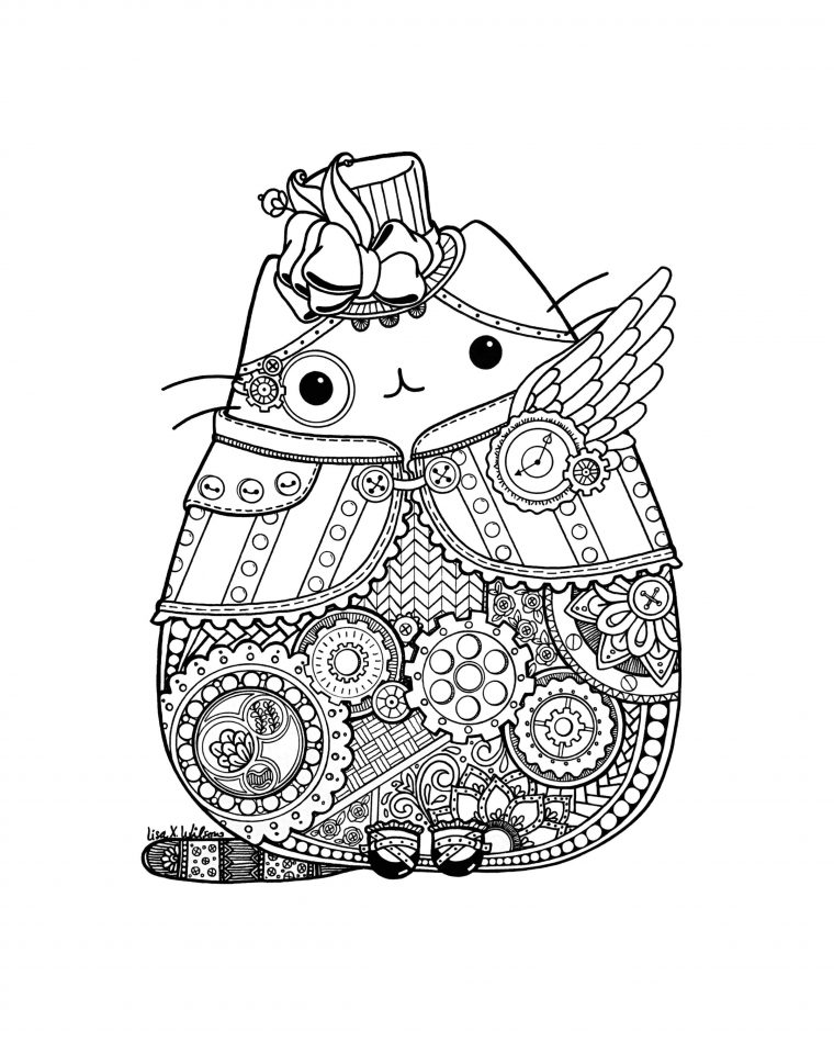 Steampunk Pusheen Fan Art #Pusheen #Coloringpage #Pusheencoloringpage # concernant Coloriage Mandala Kawaii