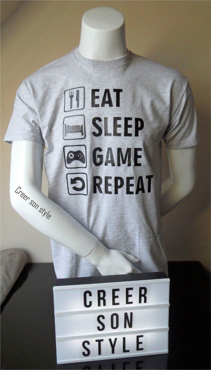 Tee Shirt "Eat, Sleep, Game, Repeat" – Creersonstyle.fr serapportantà Souris Blanche Lunette Noire Dessin Animac